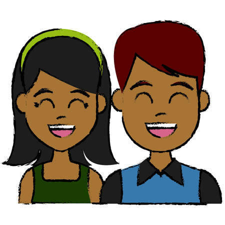 Young couple cartoon icon vector illustration graphic designのイラスト素材