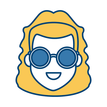 Young woman cartoonwith sunglasses icon vector illustration graphic designのイラスト素材