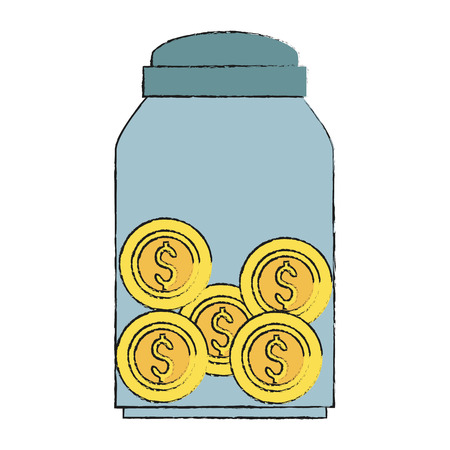 jar with dollar coins money related icon image vector illustration designのイラスト素材