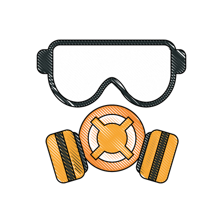 Gas mask and goggles industrial security related icon image illustration design.のイラスト素材