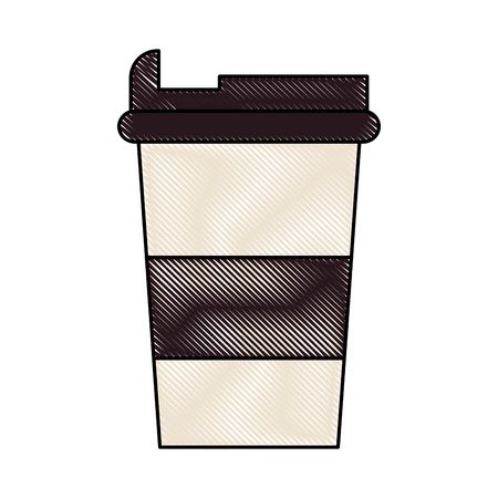 coffee beverage in disposable cup icon image vector illustration designのイラスト素材