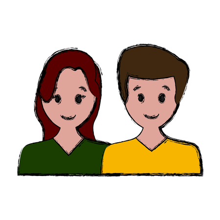 Couple faceless avatar icon vector illustration graphic designのイラスト素材