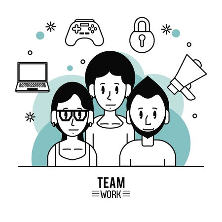 Young business teamwork cartoon icon vector illustration graphic designのイラスト素材