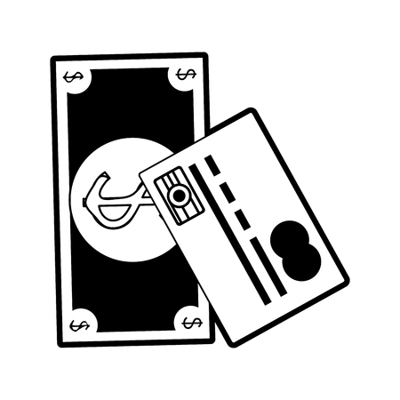 Cash money with credit or debit card iconのイラスト素材
