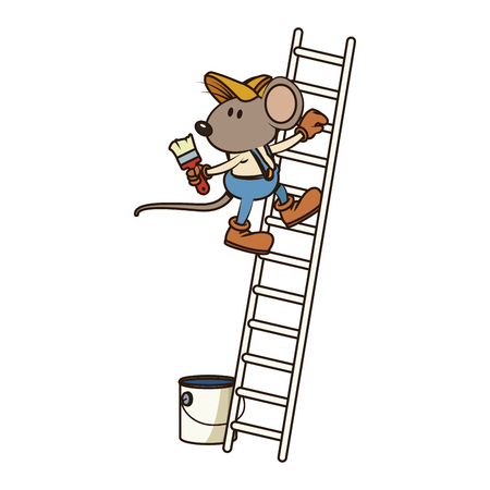 Cute mouse worker cartoon icon illustration graphic  designのイラスト素材