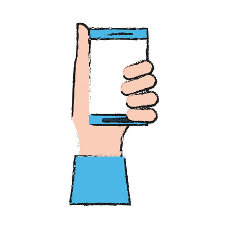 Hand holding a cellphone icon.のイラスト素材