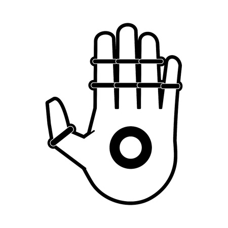 bionic hand artificial intelligence related icon image vector illustration design  black and whiteのイラスト素材