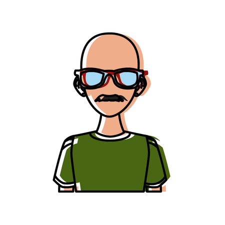 Young man with sunglasses cartoon icon vector illustration graphic designのイラスト素材