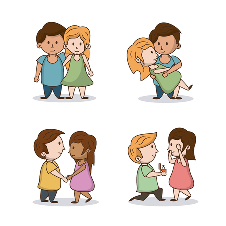 Kids in love cartoon icon vector illustration graphic designのイラスト素材