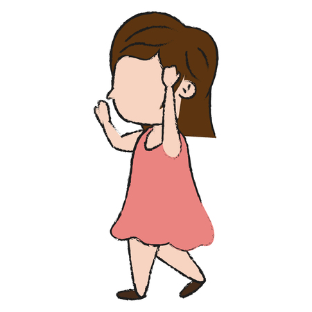 Kid girl faceless icon vector illustration graphic designのイラスト素材