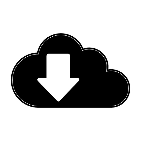 cloud storage download arrow icon image vector illustration design  black and whiteのイラスト素材