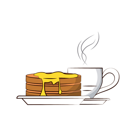 pancakes with coffee food related image vector illustration designのイラスト素材