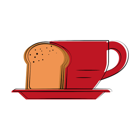 bread slices with coffee food related image vector illustration designのイラスト素材