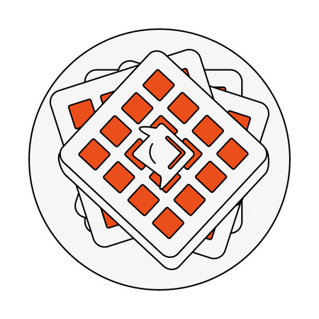 Delicious waffles breakfast icon vector illustration graphic designのイラスト素材