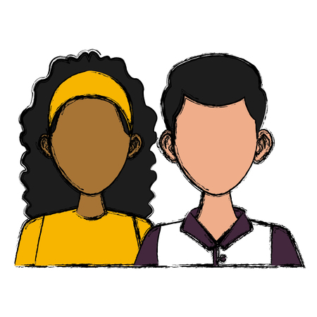 Young couple cartoon icon vector illustration graphic designのイラスト素材