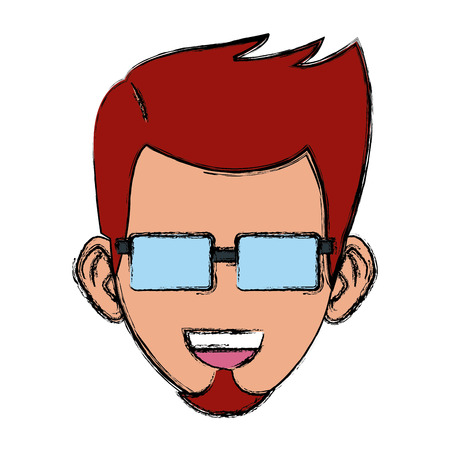 Young man with glasses cartoon icon  illustration graphic designのイラスト素材