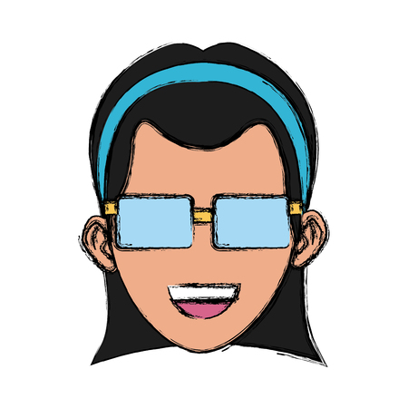 Young woman with glasses cartoon icon vector illustration graphic designのイラスト素材