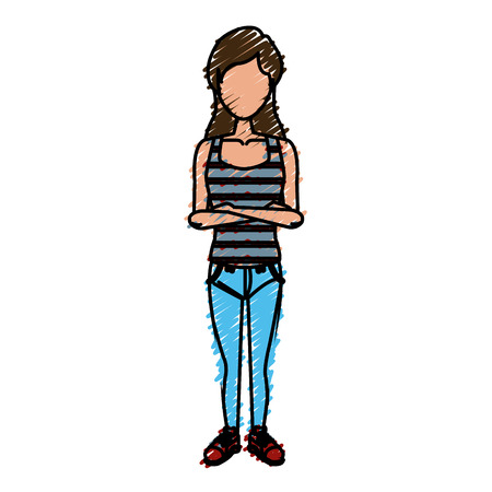 Young woman cartoon icon vector illustration graphic designのイラスト素材