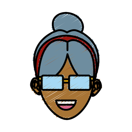 Young woman with sunglasses cartoon icon vector illustration graphic designのイラスト素材