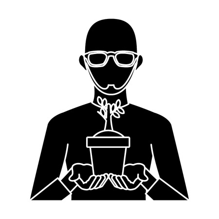 Men in suit avatar cartoon holding savings icon illustration graphic designのイラスト素材