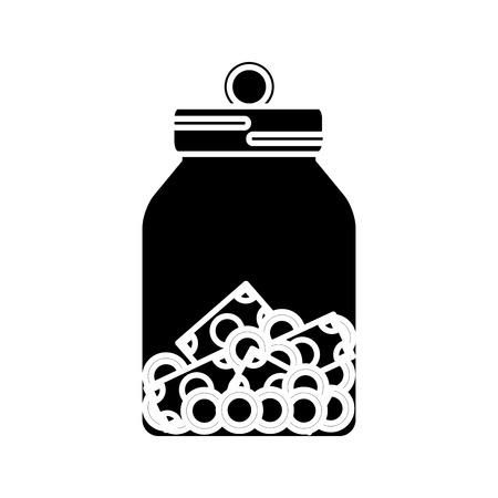 Glass bottle with savings iconのイラスト素材