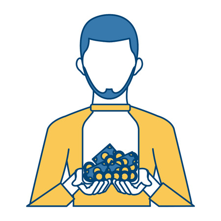 Businessman avatar cartoon holding savings iconのイラスト素材