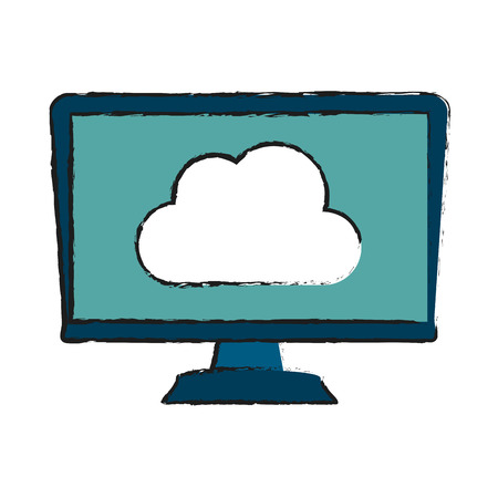 computer with blank screen icon image vector illustration designのイラスト素材