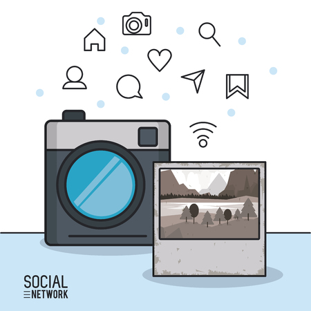 Photography and social network icon vector illustration graphic designのイラスト素材