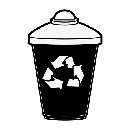 disposable cup recyclable icon image vector illustration design  black and whiteのイラスト素材
