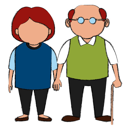 Cute grandparents couple cartoon icon vector illustration graphic designのイラスト素材