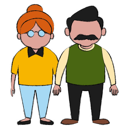 Cute grandparents couple cartoon icon vector illustration graphic designのイラスト素材