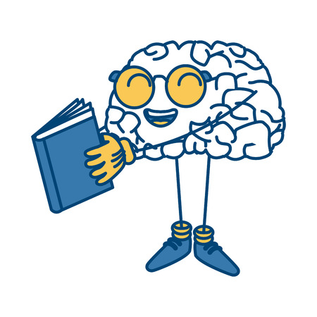 Cute brain reading cartoon icon vector illustration graphic designのイラスト素材