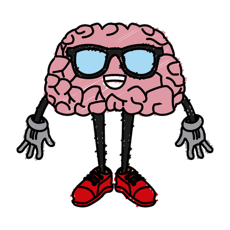 Cute brain cartoon icon vector illustration graphic designのイラスト素材