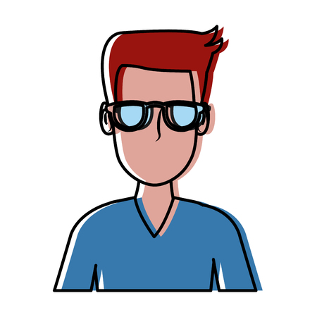 Man face with glasses cartoon icon vector illustration graphic designのイラスト素材