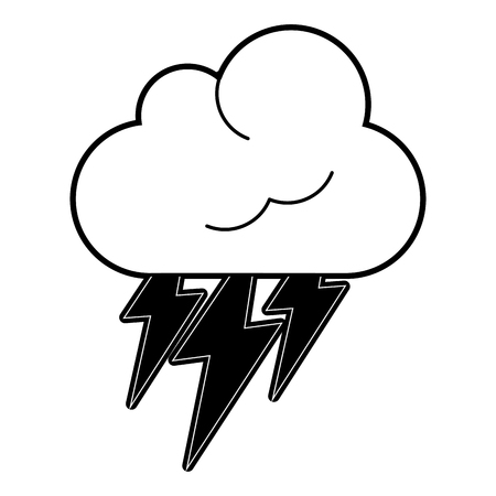 thunderbolts and cloud weather icon image vector illustration design  black and whiteのイラスト素材
