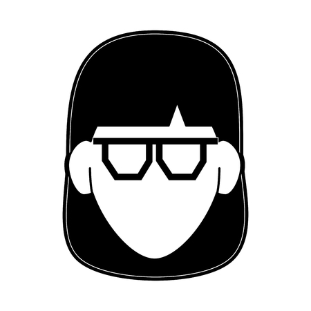 woman with glasses avatar head icon image vector illustration design  black and whiteのイラスト素材