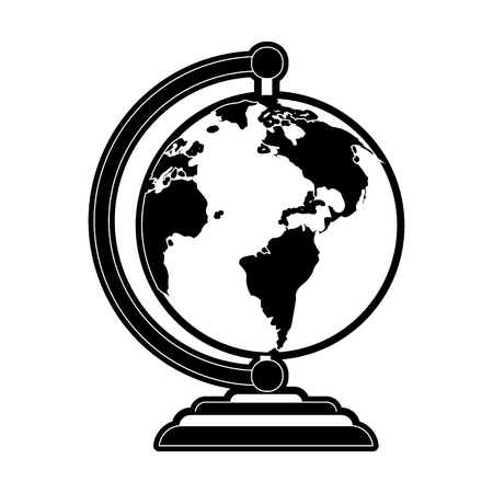 earth map icon image vector illustration design  black and whiteのイラスト素材