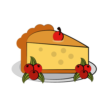 pie with cherry pastry icon image vector illustration designのイラスト素材