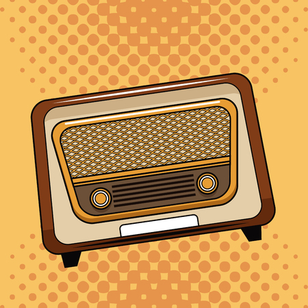 Old radio pop art cartoon vector illustration graphicのイラスト素材