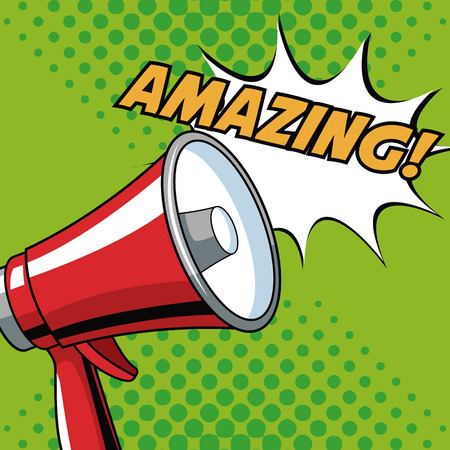 Bullhorn pop art cartoon vector illustration graphicのイラスト素材