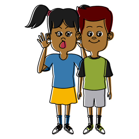 Cute kids friends cartoon icon vector illustration graphic designのイラスト素材