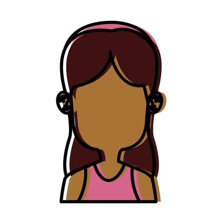 Girl faceless cartoon icon.のイラスト素材