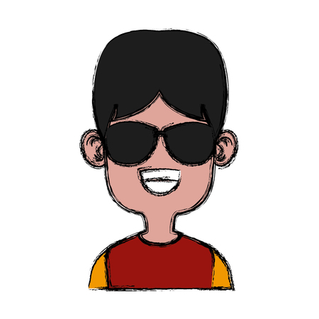 Boy with sunglasses cartoon icon vector illustration graphic designのイラスト素材