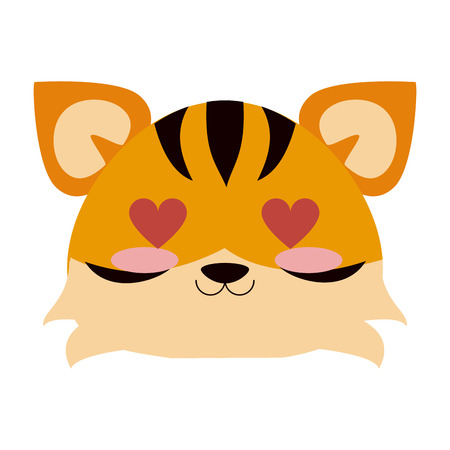 tiger with heart eyes cute animal cartoon icon image vector illustration designのイラスト素材