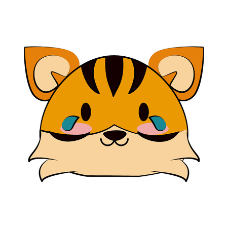 tiger crying cute animal cartoon icon image vector illustration designのイラスト素材
