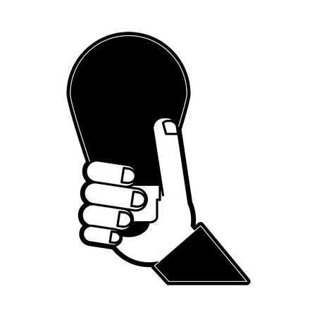 hand holding lightbulb idea concept icon image vector illustration design  black and whiteのイラスト素材