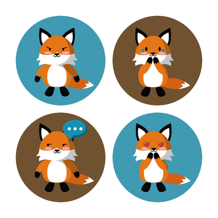 Cute fox icons icon vector illustration graphic designのイラスト素材