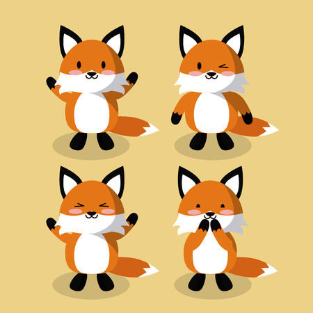 Cute fox icons vector illustration graphic designのイラスト素材