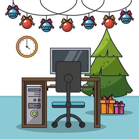 Christmas in office icon vector illustration graphic designのイラスト素材