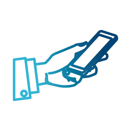 Hand holding mobile phone icon illustration graphic design.のイラスト素材